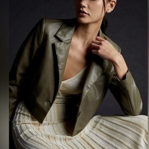 New Anthropologie Avec Les Filles Cropped Vegan Faux Leather Jacket Small